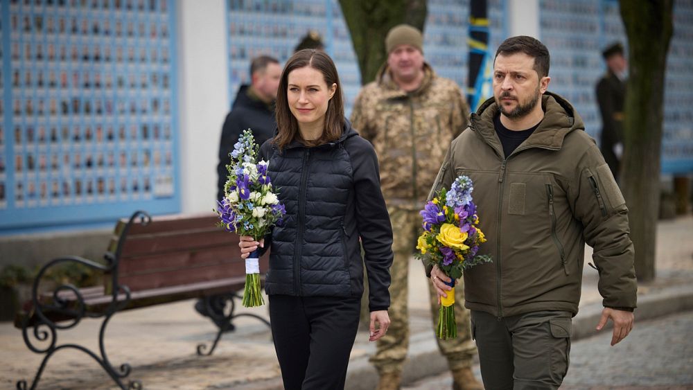 ‘In our hearts you’ve already won’, Sanna Marin tells Zelenskyy on Ukraine visit